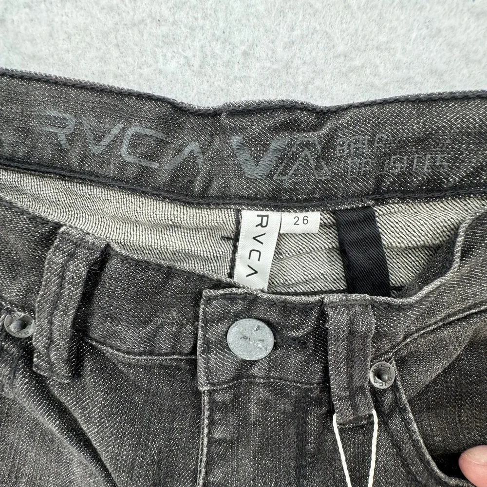 NWT RVCA Jeans Womens 26 Low Rise Skinny Black Denim Basic‎